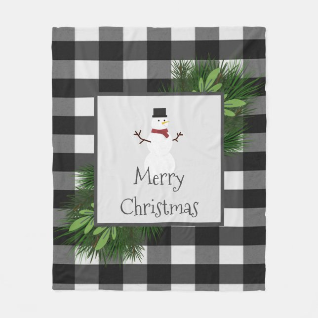 Couverture Polaire Plaid de Snowman Buffalo | Blanche polaire blanche (Devant)