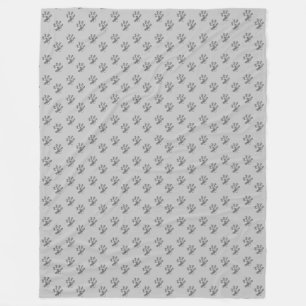 Couverture Polaire Plaid Fleece Gris Argent Moderne à Motif de Patte