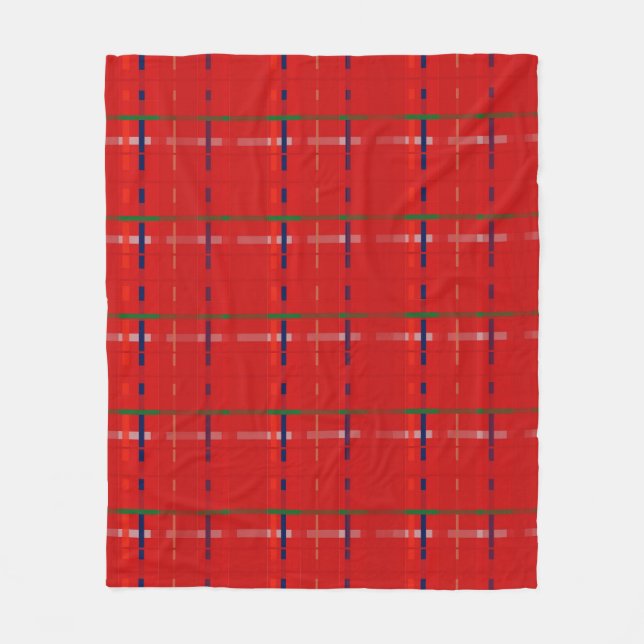 Couverture Polaire plaid in red, gold, green, silver, & blue (Devant)