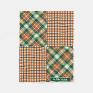 Couverture Polaire Plaid moderne et Motif vérifié Vert orange