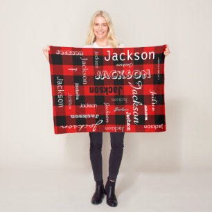 Couverture Polaire Plaid rouge personnalisé de Buffalo de typographi