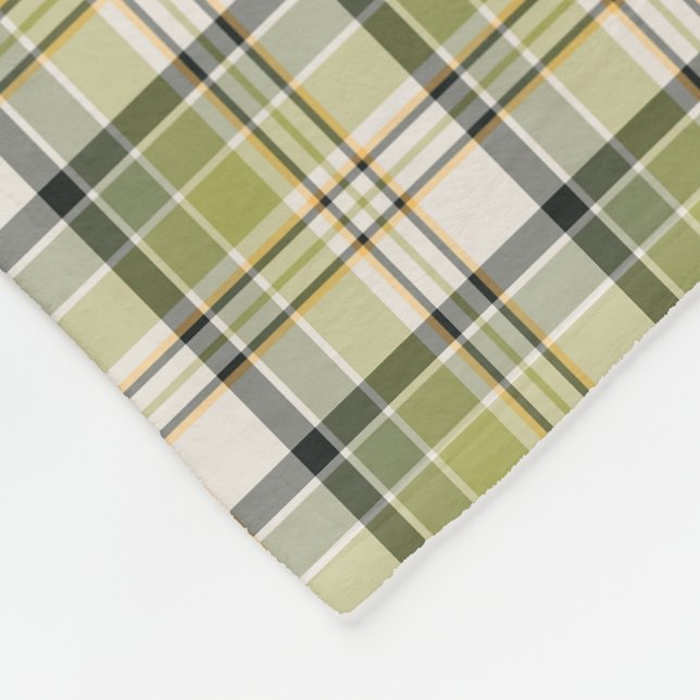 Couverture Polaire Plaid rustique vert clair et de marine (Coin)