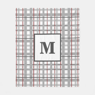 Couverture Polaire Plaid Tendance Rouge Gris Argent Monogramme
