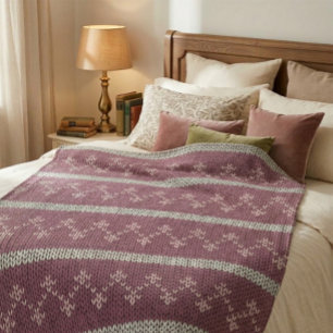 Couverture Polaire Plaids à motif tricoté cosy en couleur Bourgogne