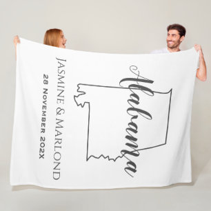 Couverture Polaire Plan de l'état de l'Alabama plan couple personnali