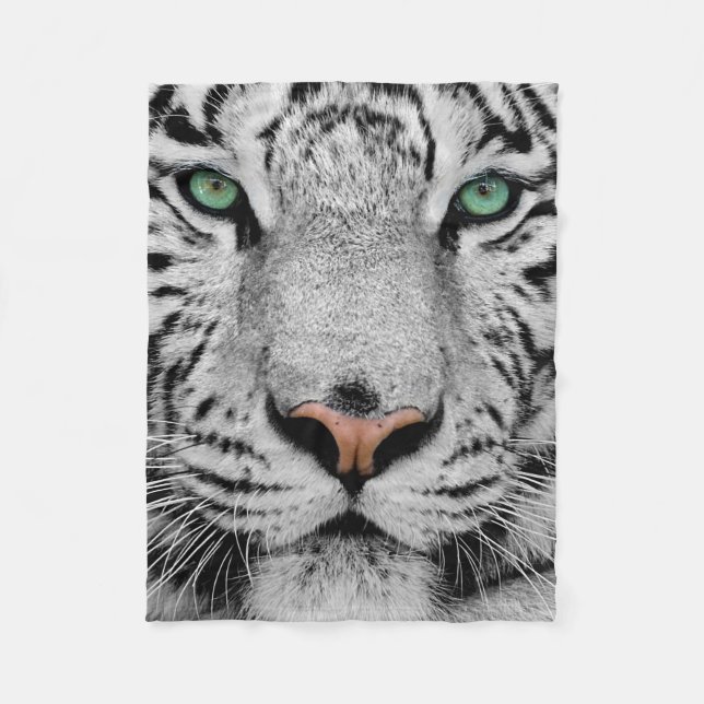 COUVERTURE POLAIRE PLAN RAPPROCHÉ BLANC DE VISAGE DE TIGRE (Devant)