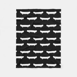 Couverture Polaire Planche à roulettes blanche monochrome skater urba