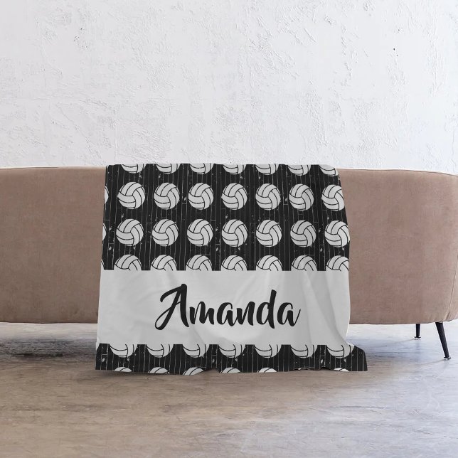 Couverture Polaire Plancher en bois de volleyball noir (Créateur téléchargé)