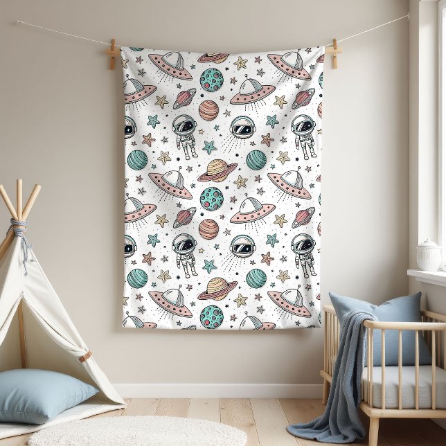 Couverture Polaire Planètes & Rockets Blanket Nouvelle Idée Cadeau po (Planets & Rockets Blanket New Baby Boy Gift Idea)
