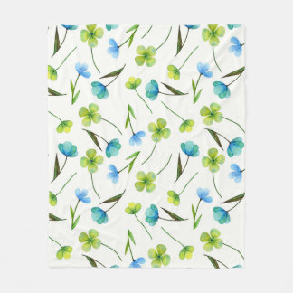 Couverture Polaire Plantes aquarelle : Motif Floral sans joint.