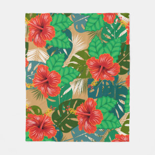 Couverture Polaire Plantes de l'île Hawaïen de Red Hibiscus