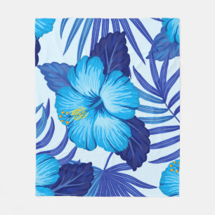 Couverture Polaire Plantes tropicaux hawaïens, motif hibiscus.