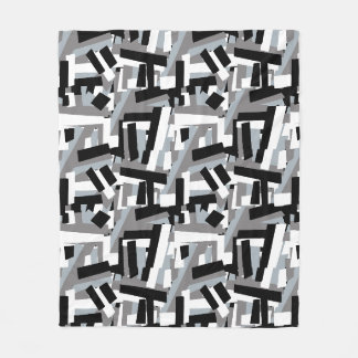 Couverture Polaire Plaques géométriques abstraites en gris noir
