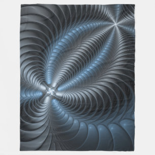 Couverture Polaire Plastique bleu gris 3D Fractal Art moderne Abstrai