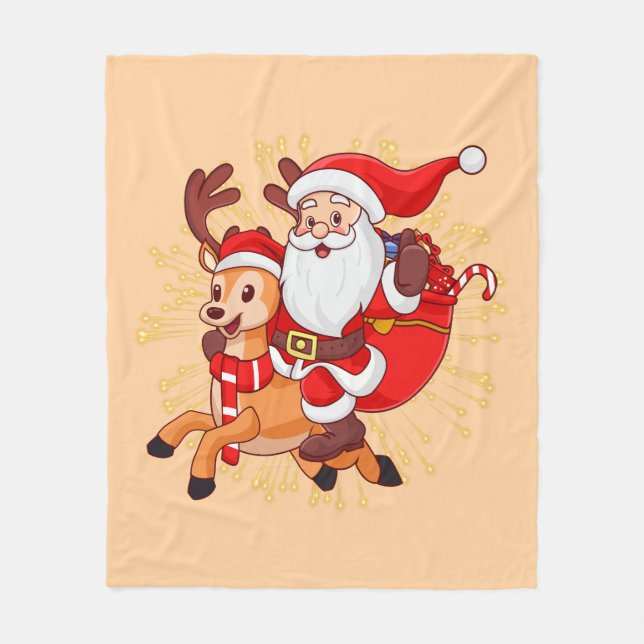 Couverture Polaire **"Playful Santa Claus Design – Fun and Festive Ch (Devant)