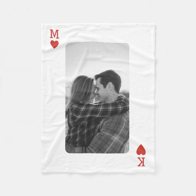 Couverture Polaire Playing Card Couple Photo Romantic Love Heart Gift (Devant)