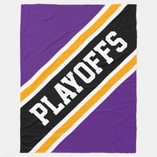Couverture Polaire PLAYOFFS Sportif Royal violet noir rayures jaunes