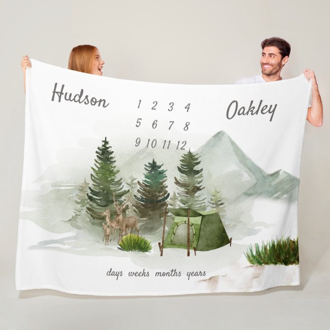 Couverture Polaire Plein air Camping Aventure Twins Jalon (En situation)