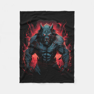 Couverture Polaire Pleine lune de loup-garou effrayant Costume d'Hall