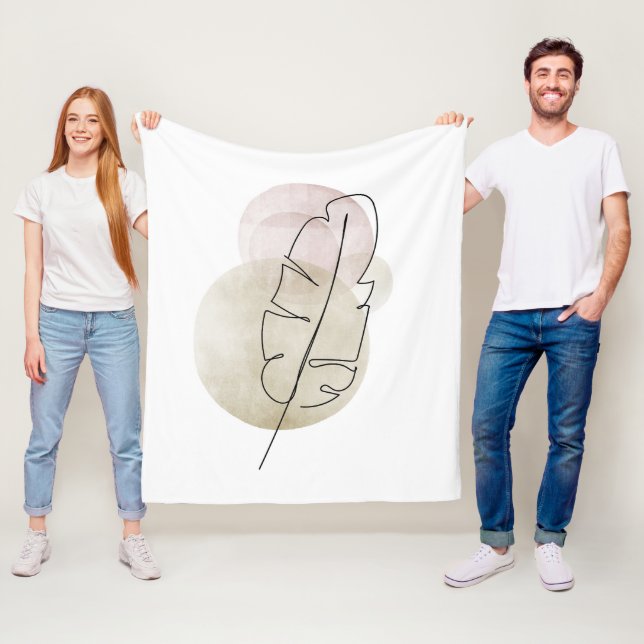 Couverture Polaire Plumes beige Boho (En situation)