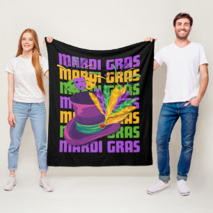Couverture Polaire Plumes de chapeau haut de forme MARDI GRAS