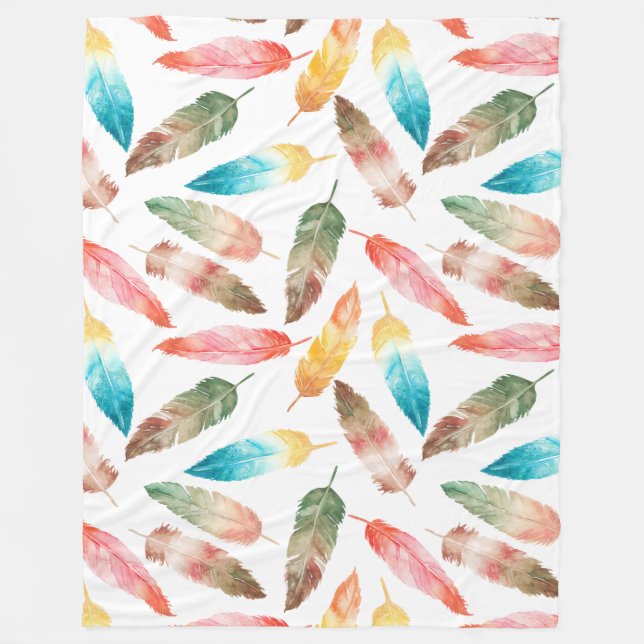 Couverture Polaire Plumes de couleur (Devant)