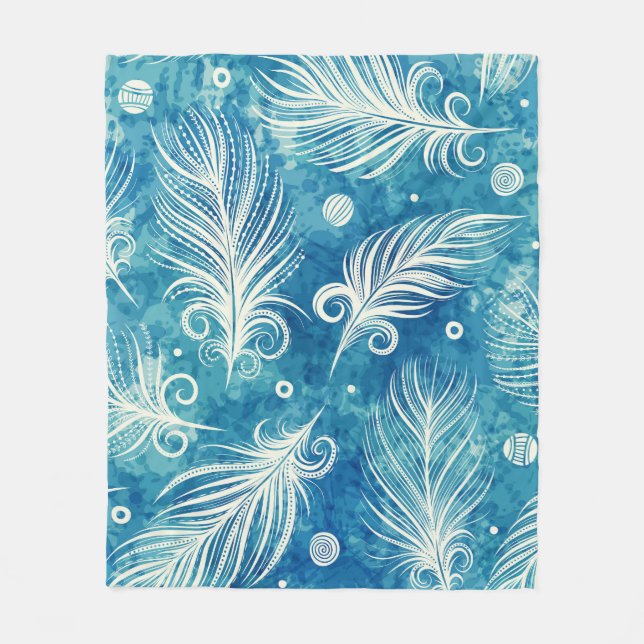 Couverture Polaire Plumes dessinées à la main : Motif transparent (Devant)