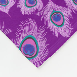 Couverture Polaire Plumes d'orchidée Peacock sur Amethyst violet