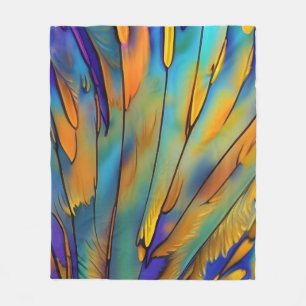 Couverture Polaire Plumes en verre tendu AI Art Abstrait