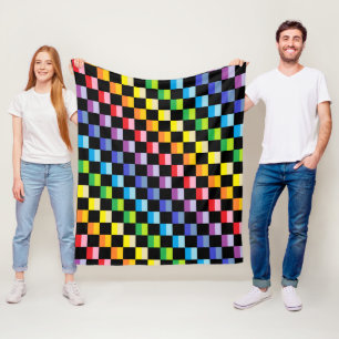Couverture Polaire Plus large noir Checkered d'arc-en-ciel de spectre