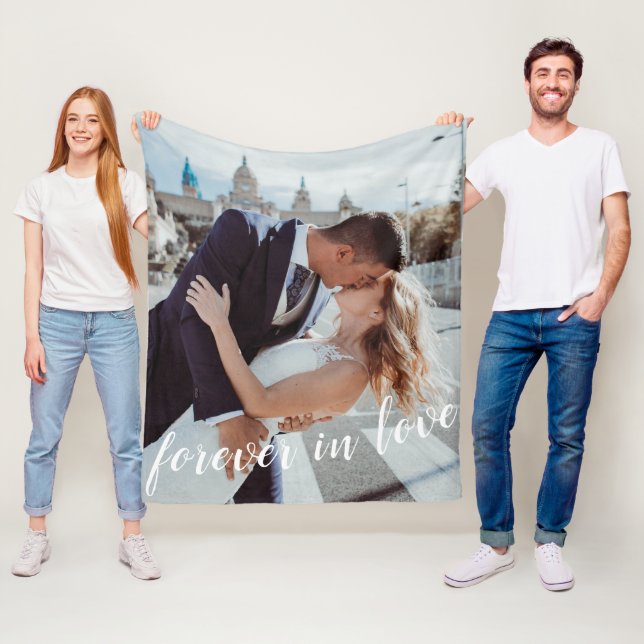 Couverture Polaire Plutôt Forever In Love Valentine's Day Photo blanc (En situation)