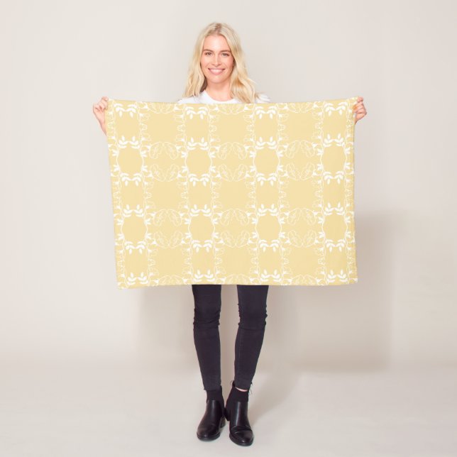 Couverture Polaire Plutôt Pale Jaune Motif Floral Blanket (En situation)