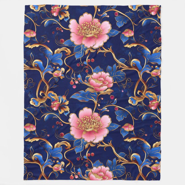Couverture Polaire Plutôt rose bleu or floral (Devant)
