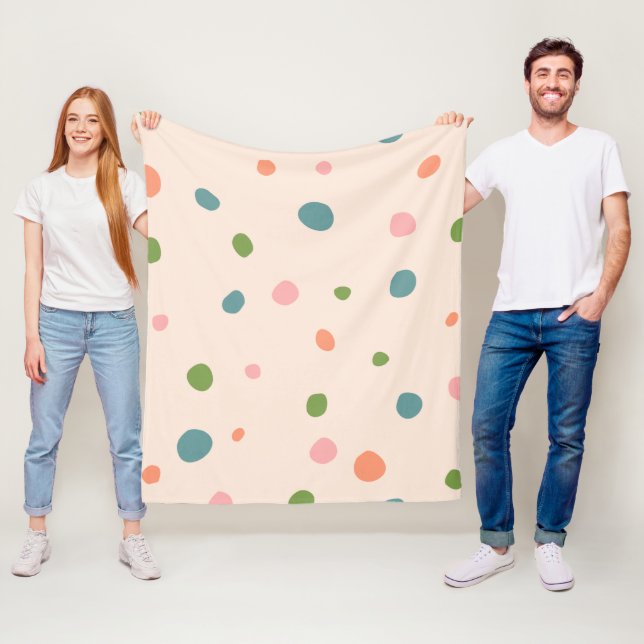 Couverture Polaire Pneuka dot moderne mignon vert rose tendance (En situation)