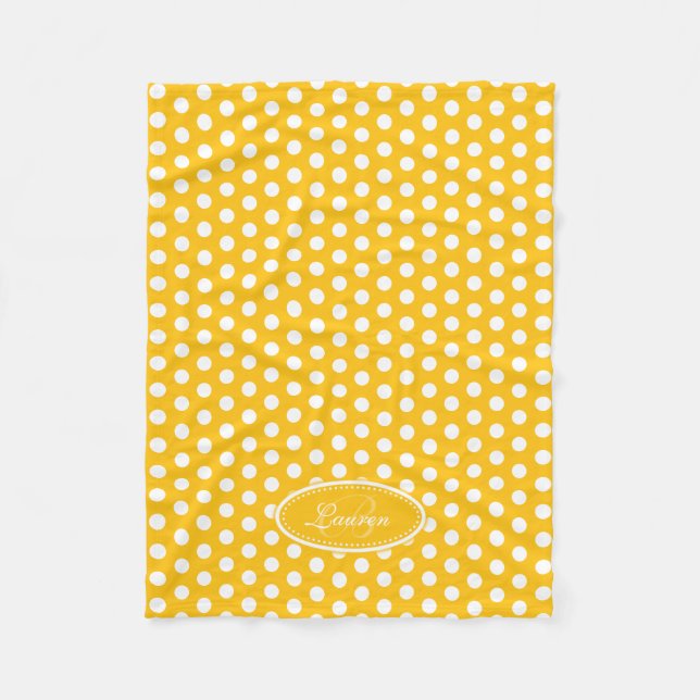 Couverture Polaire Pneuka jaune vif point personnalisé plaque de nom  (Devant)