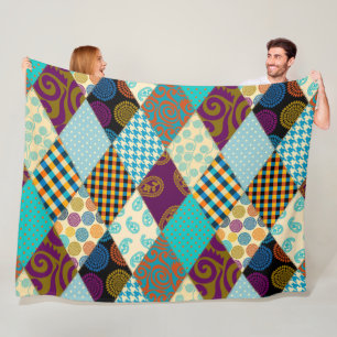 Couverture Polaire Poche Motif Géométrique Plaid Bleu pourpre Points
