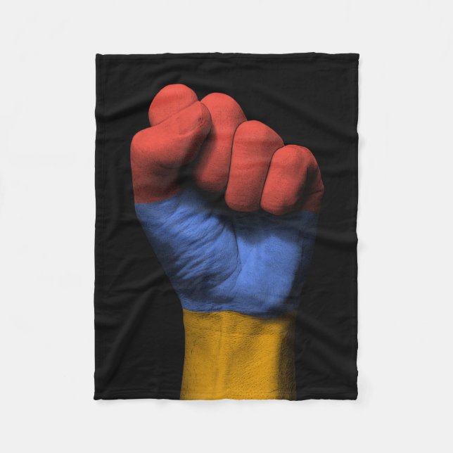 Couverture Polaire Poing serré augmenté avec le drapeau arménien (Devant)