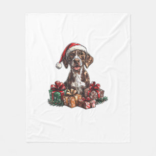 Couverture Polaire Pointeur à cheveux allemand Santa Hat Noël GSP