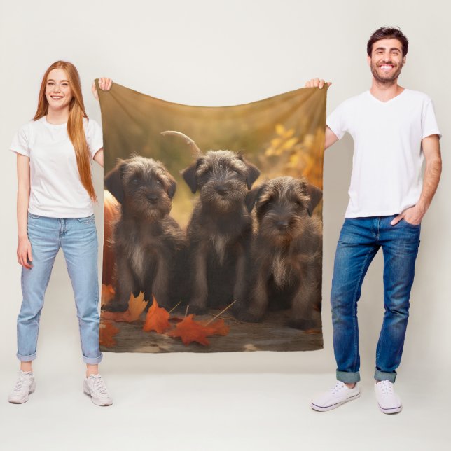 Couverture Polaire Pointeur à poils durs Griffon Puppy Automne (En situation)