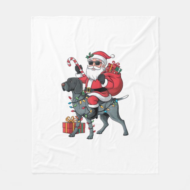 Couverture Polaire Pointeur Amoureux des chiens drôle Père Noël équit (Devant)