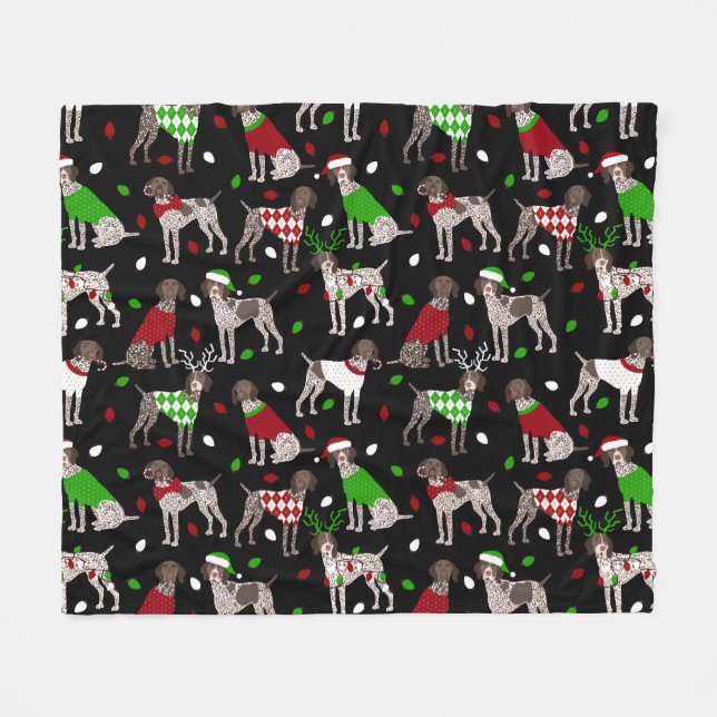 Couverture Polaire Pointeur brun allemand de Noël Fleece Blanke (Devant (Horizontal))