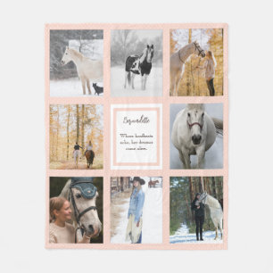Couverture Polaire Points blancs roses Equine Photo Girl Cheval Lover