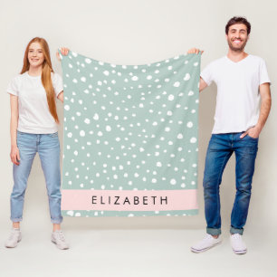 Couverture Polaire Points Dalmatiens verts, Spots, Votre Nom