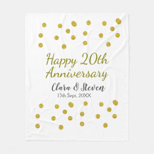 Couverture Polaire Points dorés scintillent joyeux 20e anniversaire d