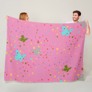 Couverture Polaire Points et papillons modernes rose
