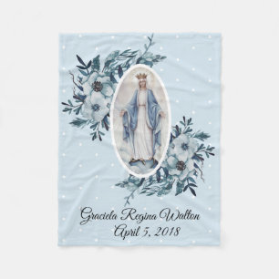 Couverture Polaire Points floraux bleus de blanc de Vierge Marie de