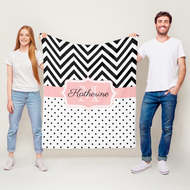Couverture Polaire Points mignons et Chevron (En situation)