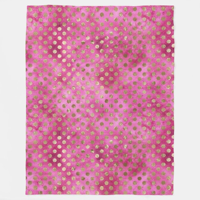 Couverture Polaire Points or d'aquarelle rose fille (Devant)