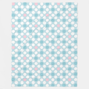 Couverture Polaire Pois blanc rose bleu rétro