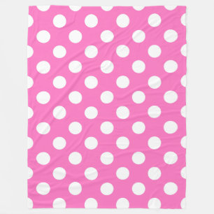 Couverture Polaire pois blancs en rose
